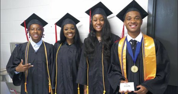 These four Kemper Countians graduated from East Mississippi Community College on Saturday and are set to graduate
from Kemper County High School on May 20. They are: left to right, Kaylan Clayton, Kaylah Hearn, Adriana McGraw and
Alfred Love.